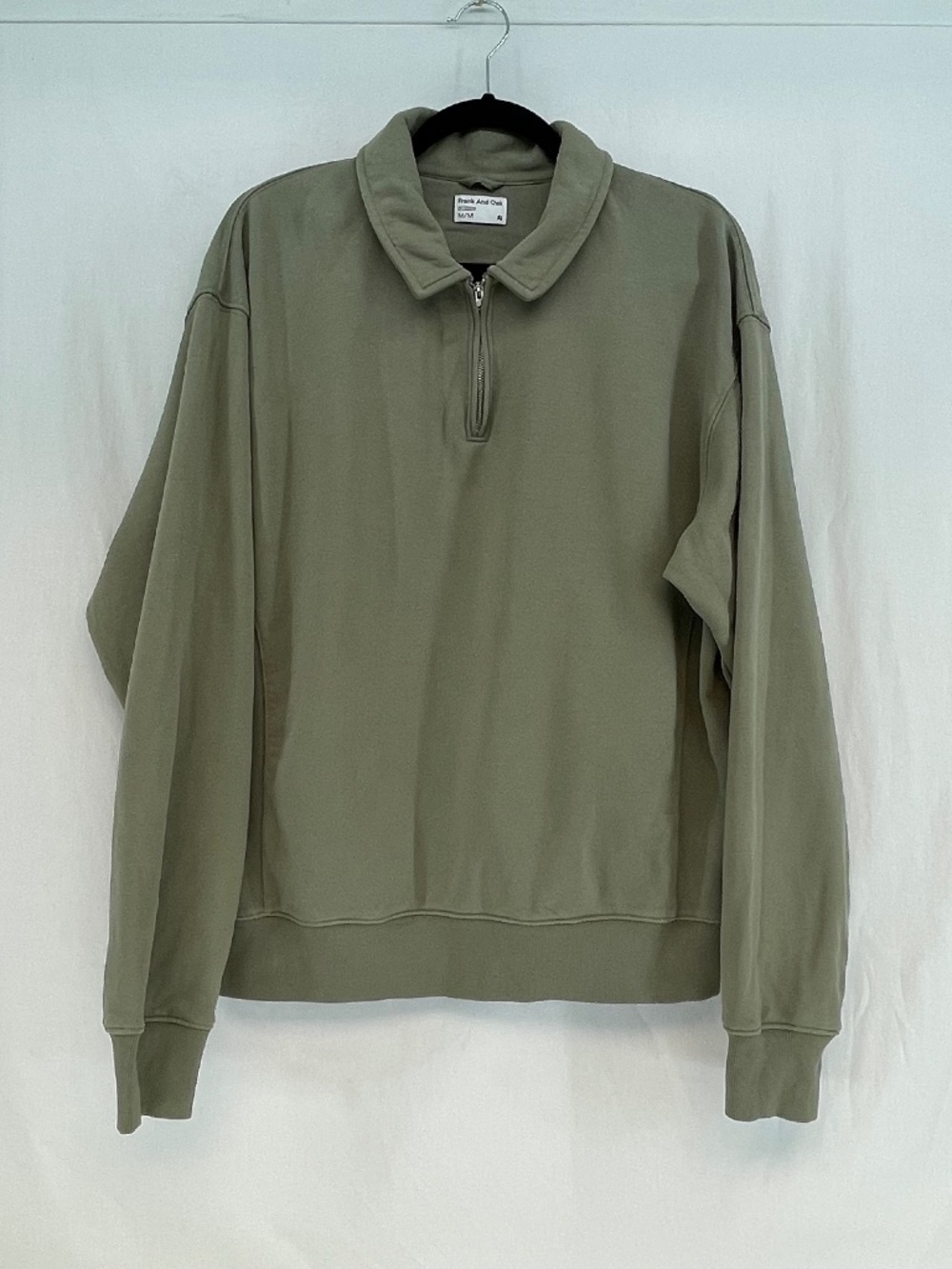 Frank And Oak Quarter Zip Collared Heavyweight Sweater Green Men’s Size Medium